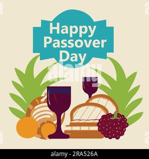 Happy Passover Day flat vector illustration Stock Vector