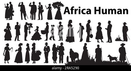 A set of silhouette African Human Vector illustration Stock Vector