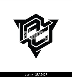 AC Letter Logo monogram hexagon shape with triangle outline gaming ...