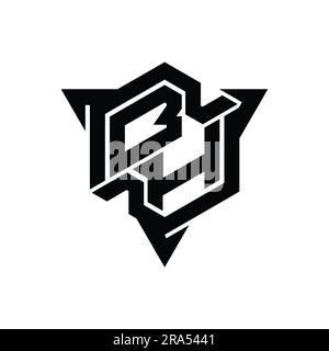 BH Letter Logo monogram hexagon shape with triangle outline gaming style design template Stock Photo