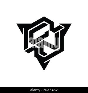 CN Letter Logo monogram hexagon shape with triangle outline gaming style design template Stock Photo