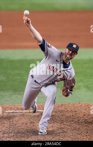 Houston Astros starting pitcher Ronel Blanco throws during the first inning  of a baseball game against the Texas Rangers in Arlington, Texas, Friday,  June 30, 2023. (AP Photo/LM Otero Stock Photo - Alamy