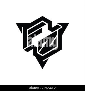 FZ Letter Logo monogram hexagon shape with triangle outline gaming style design template Stock Photo