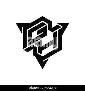 GH Letter Logo monogram hexagon shape with triangle outline gaming style design template Stock Photo