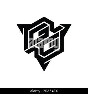 GG Letter Logo monogram hexagon shape with triangle outline gaming style design template Stock Photo