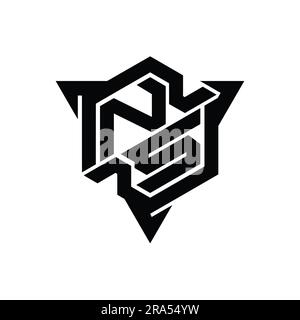 NS Letter Logo monogram hexagon shape with triangle outline gaming style design template Stock Photo