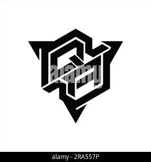 QA Logo monogram gaming with hexagon geometric shape design template ...