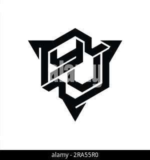 YV Letter Logo monogram hexagon shape with triangle outline gaming style design template Stock Photo