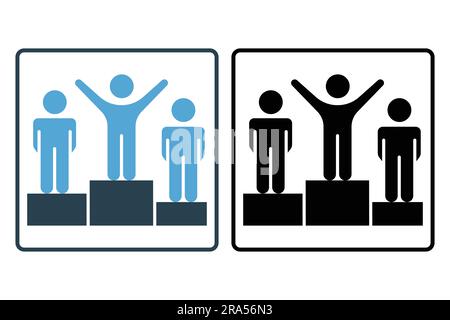 Winners icon. people with podium. icon related to winner, success, victory. Solid icon style design. Simple vector design editable Stock Vector