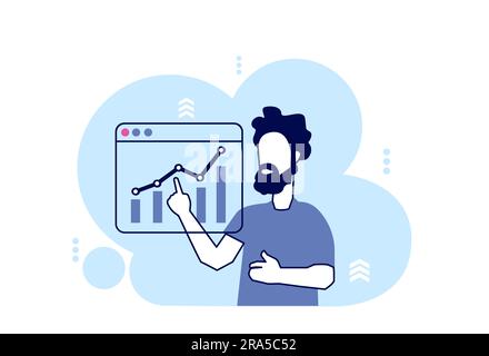 Vector of a young man making presentation of a Financial analysis Stock Vector