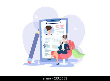 Vector of business woman applying for a job Stock Vector