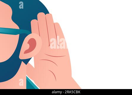 Vector of a person listening carefully isolated on white background Stock Vector