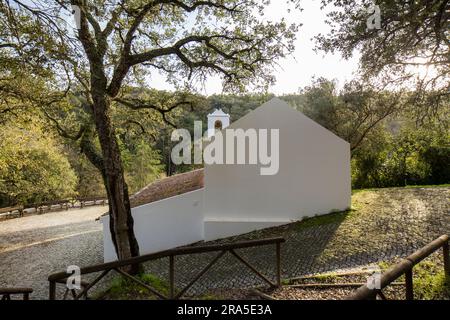 Capela de Nossa Senhora do Arquiteto  A small rural chapel with a rustic appearance, built at the top of the Serra do Socorro on the remains of a fort Stock Photo