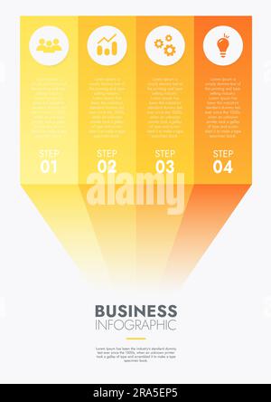 Infographic template for presentations and features data visualization includes a process chart with diagrams, steps, options. The concept for marketi Stock Photo