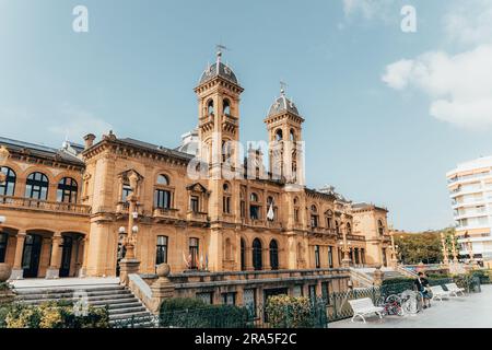 San Sebastian, Spain - September, 2022: Facade of the town hall of San Sebastian, Basque Country, on a sunny day Stock Photo