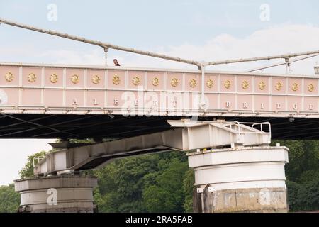 Rowland Mason Ordish's Albert Bridge in Chelsea, London, England, U.K. Stock Photo