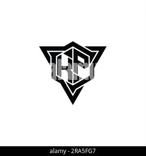 KP Letter Logo monogram hexagon shape with triangle geometric outline ...