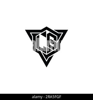 LG Letter Logo monogram hexagon shape with triangle outline sharp slice style design template Stock Photo