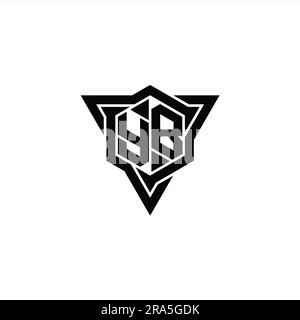YB Letter Logo monogram hexagon shape with triangle outline sharp slice style design template Stock Photo