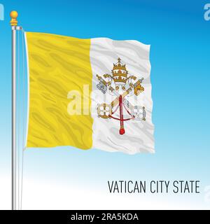Vatican City, Holy See official national flag, Rome, Italy, vector illustration Stock Vector