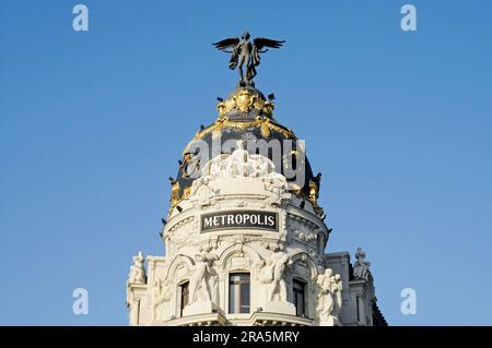 Metropolis Building, Edificio, Madrid, Spain Stock Photo