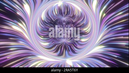 Abstract bright glowing neon energy magical multicolored lines and stripes distorted in fractals and koleidoscope. Abstract background. Stock Photo