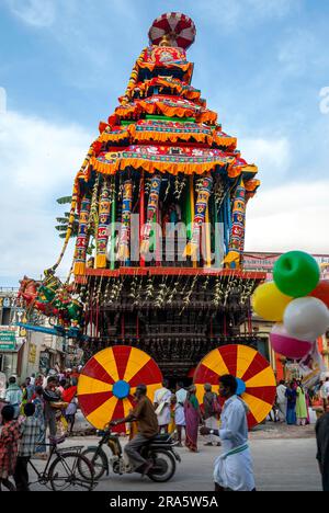 Decorated Chariot during the Karthigai Karthiga Deepam Festival in Arulmigu Arunachaleswarar Annamalaiyar Annamalai Temple at Thiruvannamalai Stock Photo