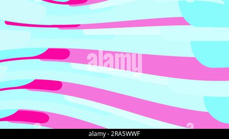 Simple background from minimalistic magical blue and violet curved concave abstract bright lines of waves of strips of geometric figures horizontal in Stock Vector