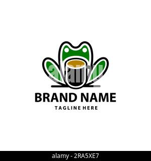 frog coffee cafe logo design Stock Vector
