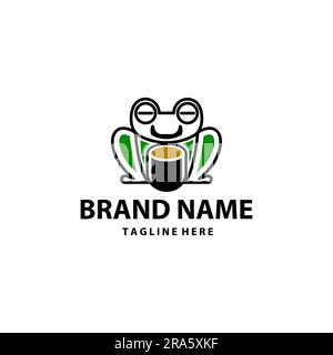 frog coffee logo design Stock Vector