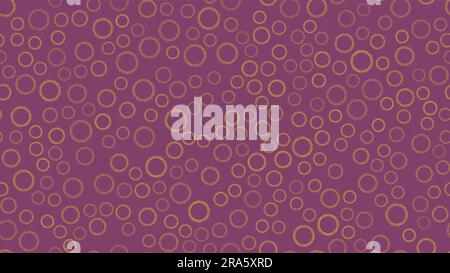 Texture seamless pattern of many multicolored simple round abstract carved bubbles circles of geometric shapes of gears with sharp edges on a purple b Stock Vector