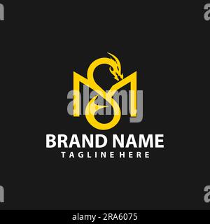 S letter logo design shape dragon with letter M Stock Vector
