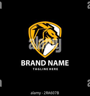shield lion technology logo design Stock Vector