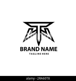 TW letter initial trendy monogram, WT logo design Stock Vector