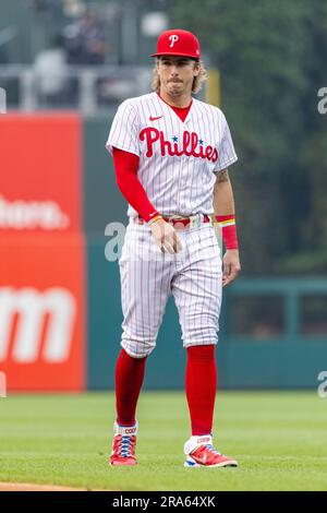 Philadelphia Phillies second baseman Bryson Stott takes batting practice  before a baseball game against the Miami Marlins, Monday, July 31, 2023, in  Miami. (AP Photo/Lynne Sladky Stock Photo - Alamy