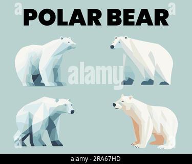 A set of Polar Bear Flat vector illustration Stock Vector