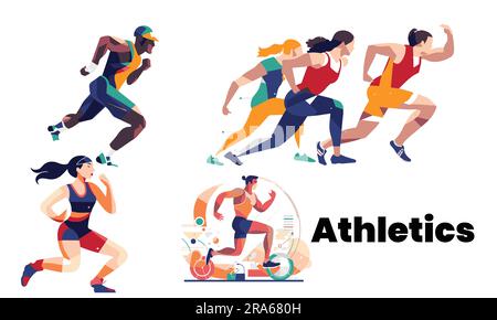 A set of  Flat Athletics Vector illustration Stock Vector