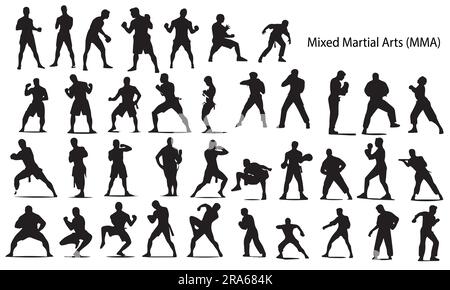 A set of Mixed Martial Arts playing people vector illustration Stock Vector