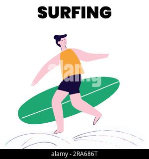 Surfing flat vector illustration Stock Vector Image & Art - Alamy