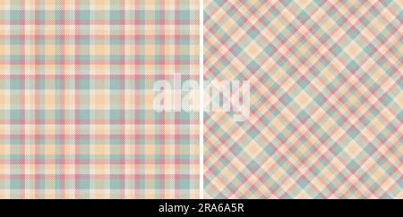 Plaid fabric textile of tartan check seamless with a background texture pattern vector set in trendy colors. Stock Vector