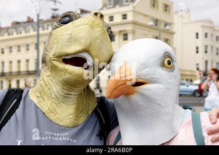 City of Brighton & Hove Seafront, East Sussex, UK. March of The Mermaids marine environmental campaign group teaming up with  Surfers Against Sewage annual parade along Brighton seafront highlighting marine conservation on the south coast of England. 1st July 2023 Credit: David Smith/Alamy Live News Stock Photo