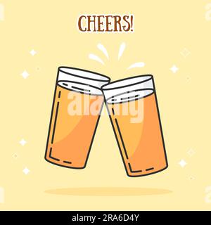 CHEERS beers logo design.Lager glasses logo post Stock Vector
