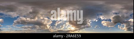 sunset skydome with evening clouds as seamless hdri 360 panorama view in spherical equirectangular format for use in 3d graphics or game development a Stock Photo