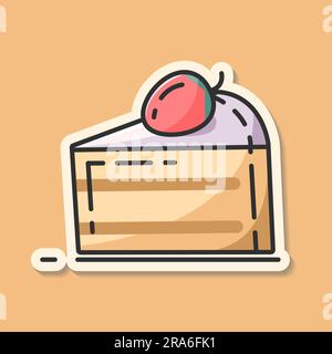 Cute cake sticker in pastel concept beige color Stock Vector