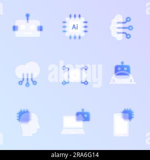 artificial intellegence glass morphism trendy style icon Stock Vector