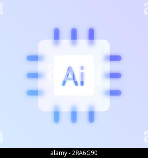artificial intellegence glass morphism trendy style icon Stock Vector