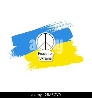 peace for Ukraine black and white sticker Stock Vector
