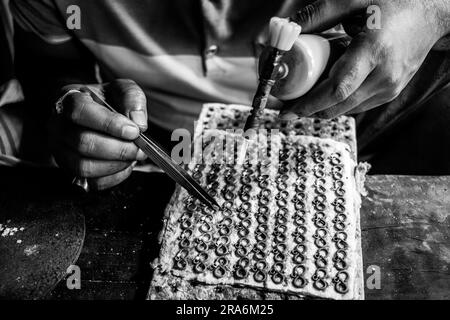 Bangladesh. 2nd Mar, 2023. 300 years traditional ornaments village. The people of the village lives by making jewelry ornaments at Savar. (Credit Image: © Md. Noor Hossain/Pacific Press via ZUMA Press Wire) EDITORIAL USAGE ONLY! Not for Commercial USAGE! Stock Photo
