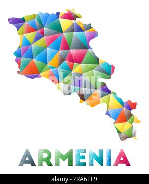 Armenia - colorful low poly country shape. Multicolor geometric triangles. Modern trendy design. Vector illustration. Stock Vector