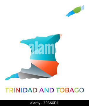 Bright colored Trinidad and Tobago shape. Multicolor geometric style country logo. Modern trendy design. Classy vector illustration. Stock Vector